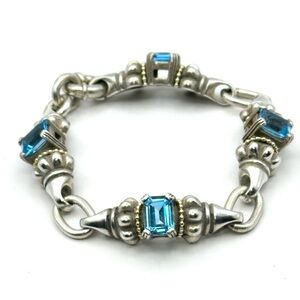 Lagos Vintage Blue Topaz Sterling & 18 KT Bracelet